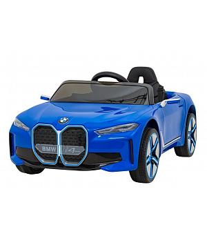 COCHE ELECTRICO NIÑOS 12V, BMWI4, AZUL, RUEDAS GOMA, ASIENTO POLIPIEL, RC - INDA646-JE1009